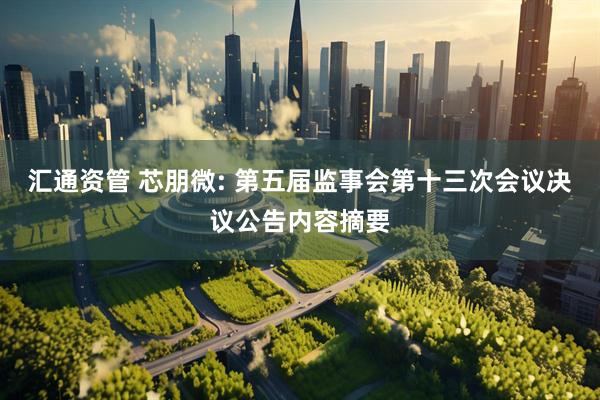 汇通资管 芯朋微: 第五届监事会第十三次会议决议公告内容摘要