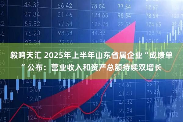 毅鸣天汇 2025年上半年山东省属企业“成绩单”公布：营业收入和资产总额持续双增长